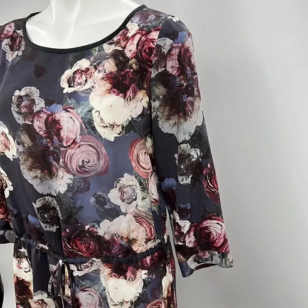 Club Monaco 3/4 sleeve floral print silk dress